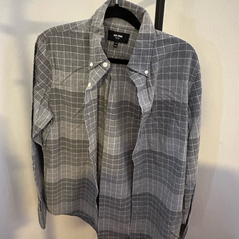 Jack spade grey plaid long sleeve button up